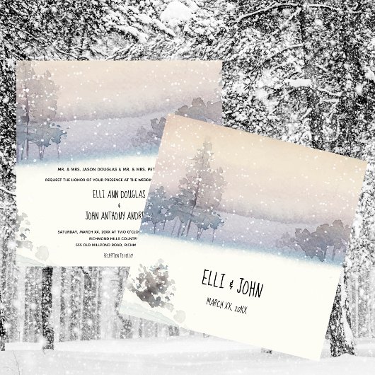 Invitation Mariage Bleu et Blanc d'Hiver
