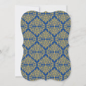 Invitation Mariage Bleu et Faux Gold Flourish Damask (Dos)