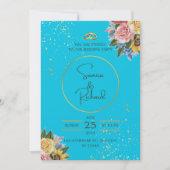 Invitation Mariage bleu et floral (Devant)