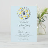 Invitation Mariage bleu et jaune Abstrait (Debout devant)
