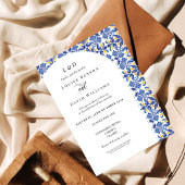 Invitation Mariage bleu et jaune méditerranéen