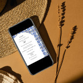 Invitation Mariage bleu et jaune méditerranéen