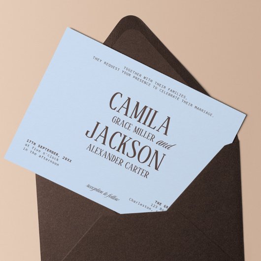 Invitation Mariage Bleu et Marron
