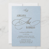 Invitation Mariage bleu et marron Monogram (Devant)