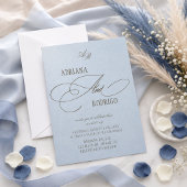 Invitation Mariage bleu et marron Monogram