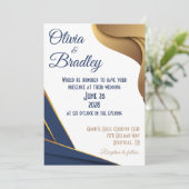 Invitation Mariage bleu et or de la marine (Debout devant)