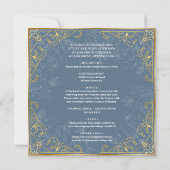 Invitation Mariage bleu et or éblouissant (Dos)