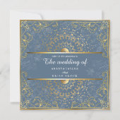 Invitation Mariage bleu et or éblouissant (Devant)