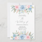 Invitation Mariage bleu et rose (Devant)