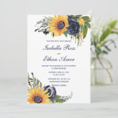 Invitation Mariage bleu et tournesol de la Marine (Debout devant)