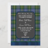 Invitation Mariage bleu et vert tartan plaid (Devant)