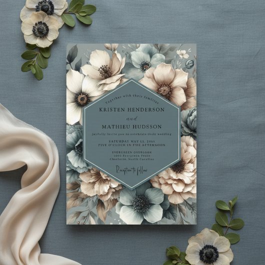Invitation Mariage Bleu Éthéré