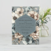 Invitation Mariage Bleu Éthéré (Debout devant)