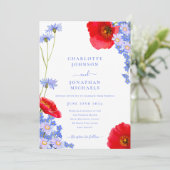 Invitation Mariage bleu Fleur sauvage moderne (Debout devant)