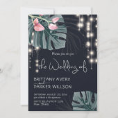 Invitation Mariage bleu floral tropical (Devant)