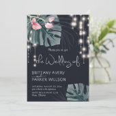 Invitation Mariage bleu floral tropical (Debout devant)