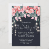 Invitation Mariage bleu floral tropical (Devant)