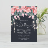 Invitation Mariage bleu floral tropical (Debout devant)