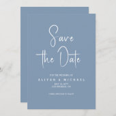 Invitation Mariage bleu foncé | Code QR Enregistrer La Date (Devant / Derrière)