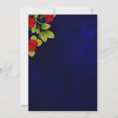 Invitation Mariage bleu foncé et rose rouge (Dos)
