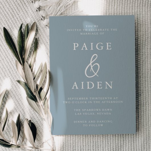 Invitation Mariage bleu foncé moderne
