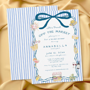 Invitation Mariage bleu fraîchement sorti du marché dessiné à