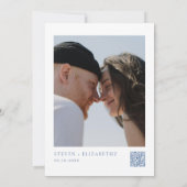 Invitation Mariage bleu français Enregistrer la photo de la d (Dos)