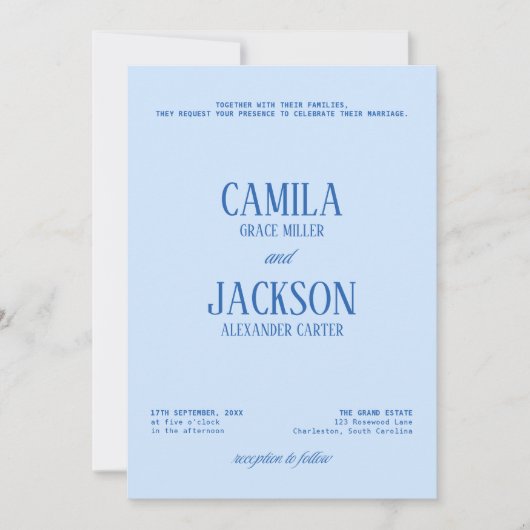Invitation Mariage Bleu Froid (Devant)