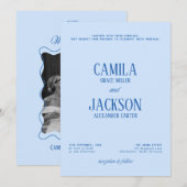 Invitation Mariage Bleu Froid (Devant / Derrière)