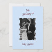 Invitation Mariage Bleu Froid et Bourgogne  (Dos)