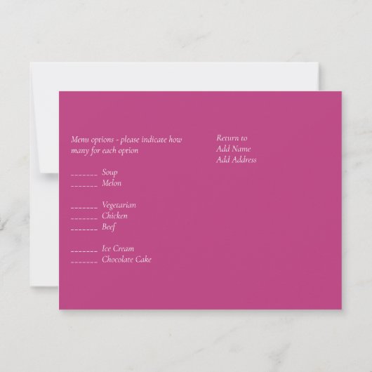 Invitation Mariage bleu Fuchsia Marine rose RSVP (Dos)