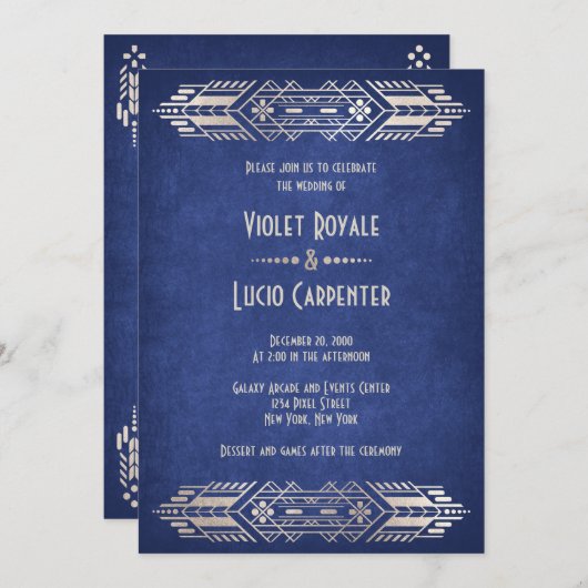 Invitation Mariage bleu Geek de jeu vidéo (Devant / Derrière)