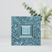 Invitation Mariage bleu glace sarcelle bleue (Debout devant)