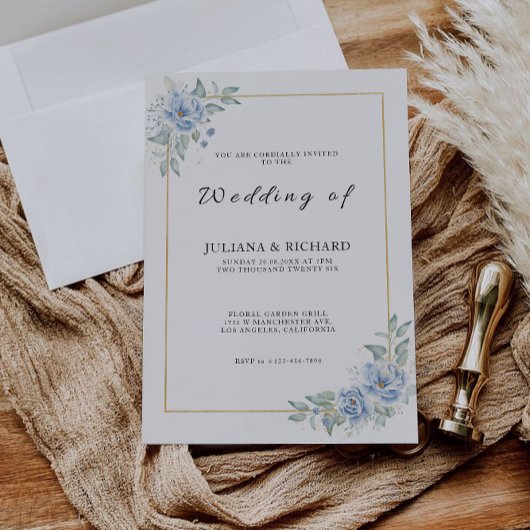 Invitation Mariage bleu invite Modèle