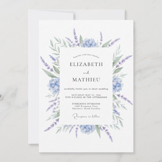 Invitation Mariage Bleu Lavande (Devant)