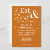 Invitation Mariage Bleu Manger Boire Mariage Casual (Devant)