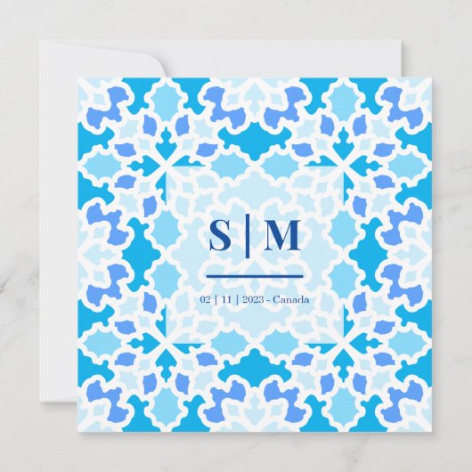 Invitation Mariage bleu marine (Dos)