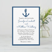 Invitation Mariage bleu marine Ancre Sailor Beach (Debout devant)