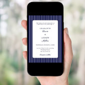 Invitation Mariage bleu marine blanc rayé