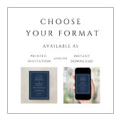 Invitation Mariage bleu marine classique moderne