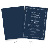 Invitation Mariage bleu marine classique moderne
