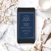 Invitation Mariage bleu marine classique moderne