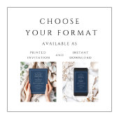 Invitation Mariage bleu marine classique moderne