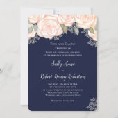 Invitation Mariage bleu marine couleur d'aquarelle bleu Flush (Devant)