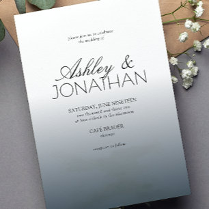 Invitation Mariage bleu marine moderne gras et minimaliste