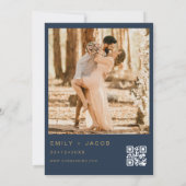 Invitation Mariage bleu marine or QR Code photo Script (Dos)
