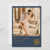 Invitation Mariage bleu marine or QR Code photo Script (Dos)