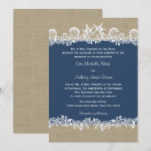 Invitation Mariage bleu marine Sea Garland (Devant / Derrière)