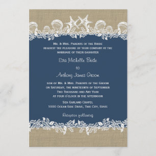Invitation Mariage bleu marine Sea Garland