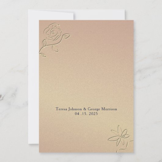 Invitation Mariage bleu marine simple (Dos)